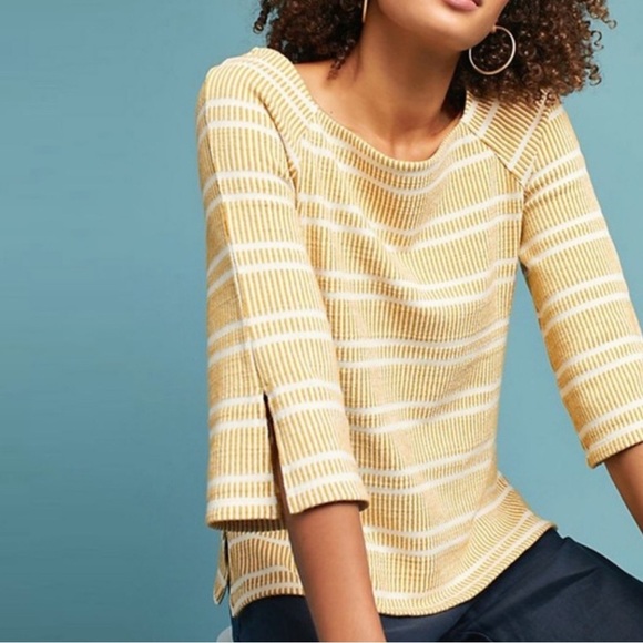 Anthropologie Tan and White Boxy Blouse - Picture 10 of 10